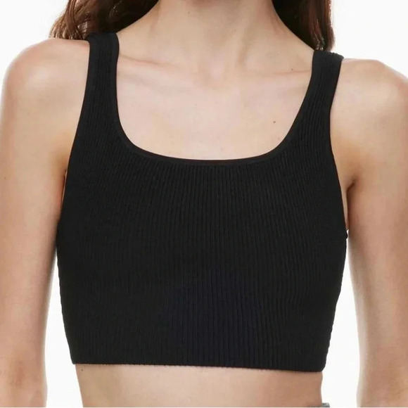 Babaton Sculpt Knit Squareneck Cropped Tank top black ribbed basics Aritzia - Picture 1 of 4